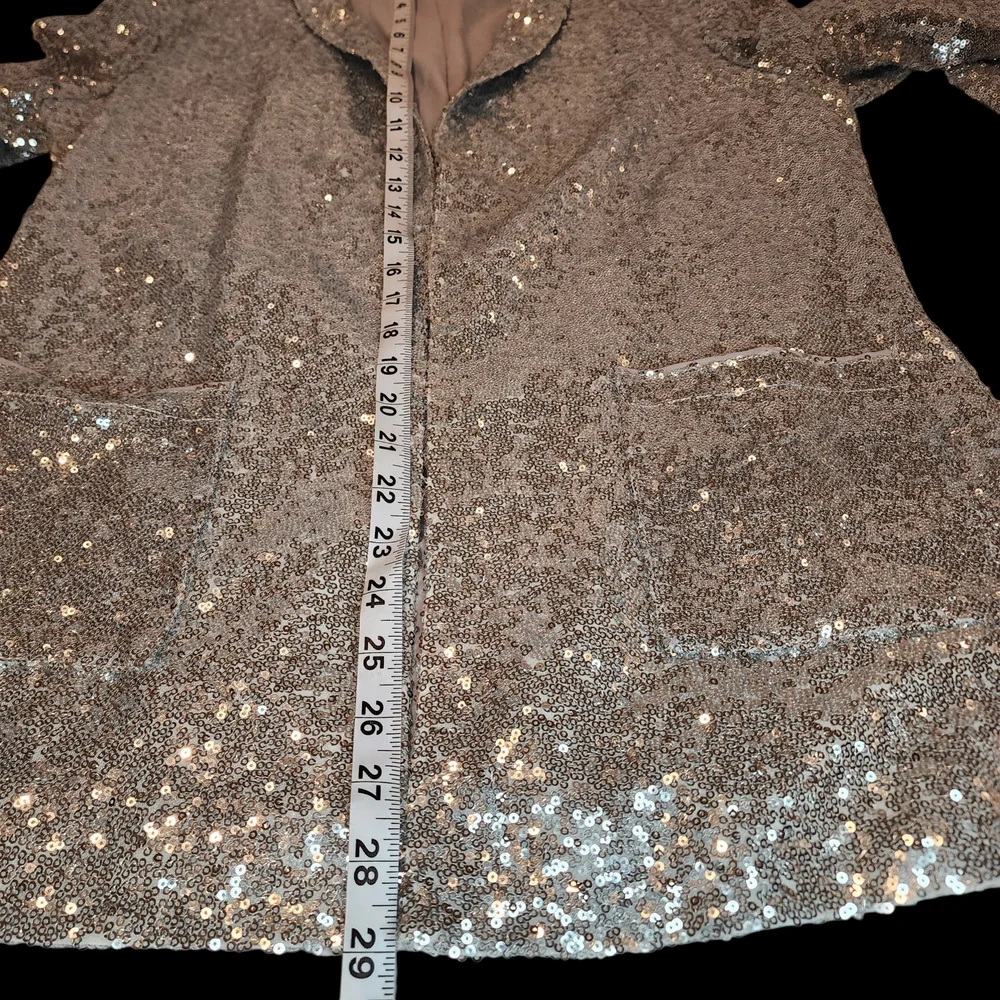 Chelsea28 Silver Sequin Open-Front Jacket, Size Medium - Picture 7 of 9